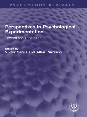 cover image of Perspectives in Psychological Experimentation